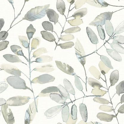 Chesapeake Thoreau Pinnate Leaves Wallpaper - Grey