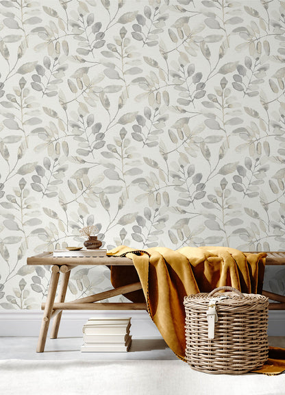 Chesapeake Thoreau Pinnate Leaves Wallpaper - Taupe