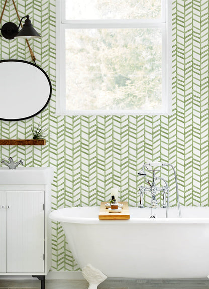 Chesapeake Thoreau Fletching Wallpaper - Green