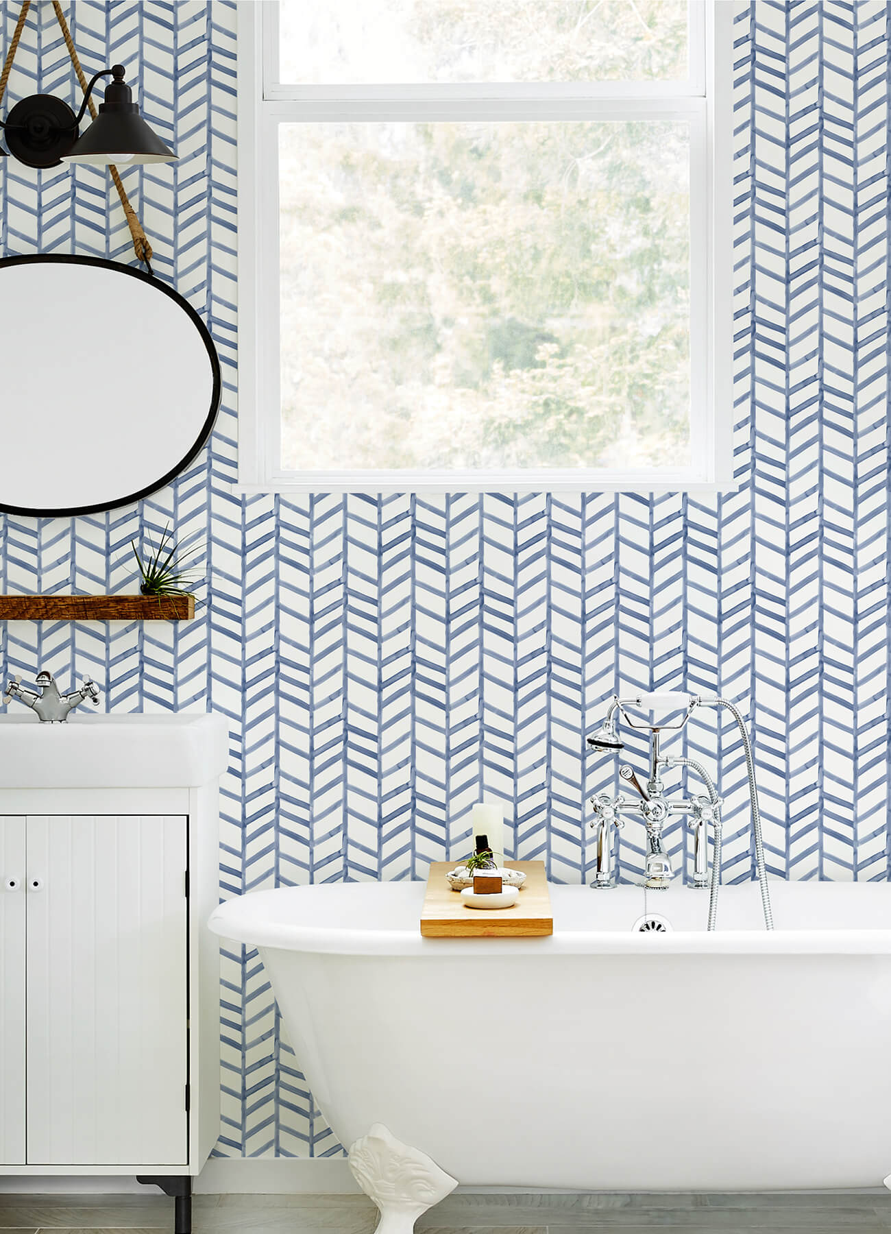 Chesapeake Thoreau Fletching Wallpaper - Navy