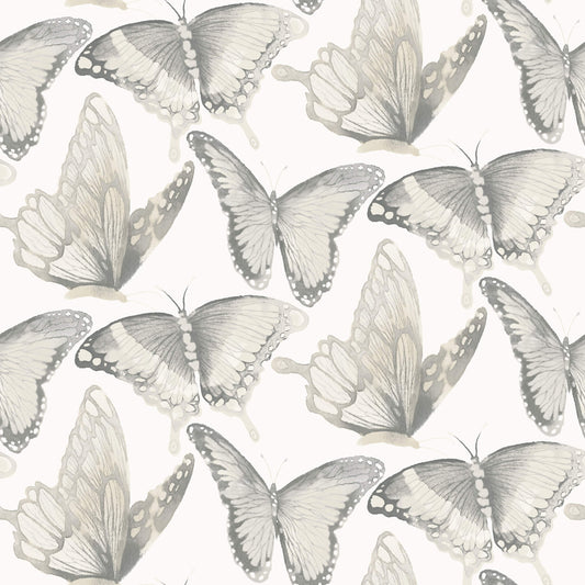 Chesapeake Thoreau Janetta Butterfly Wallpaper - Grey