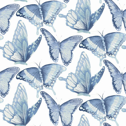 Chesapeake Thoreau Janetta Butterfly Wallpaper - Blue