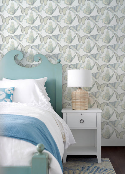 Chesapeake Thoreau Janetta Butterfly Wallpaper - Mint