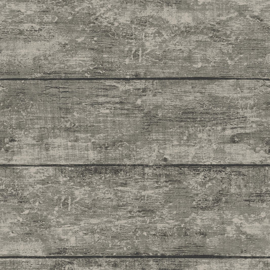 Chesapeake Thoreau Cabin Wood Planks Wallpaper - Charcoal