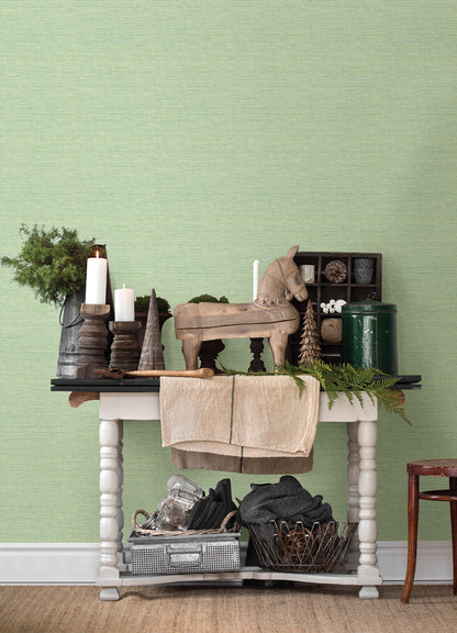 Chesapeake Thoreau Agave Faux Grasscloth Wallpaper - Green