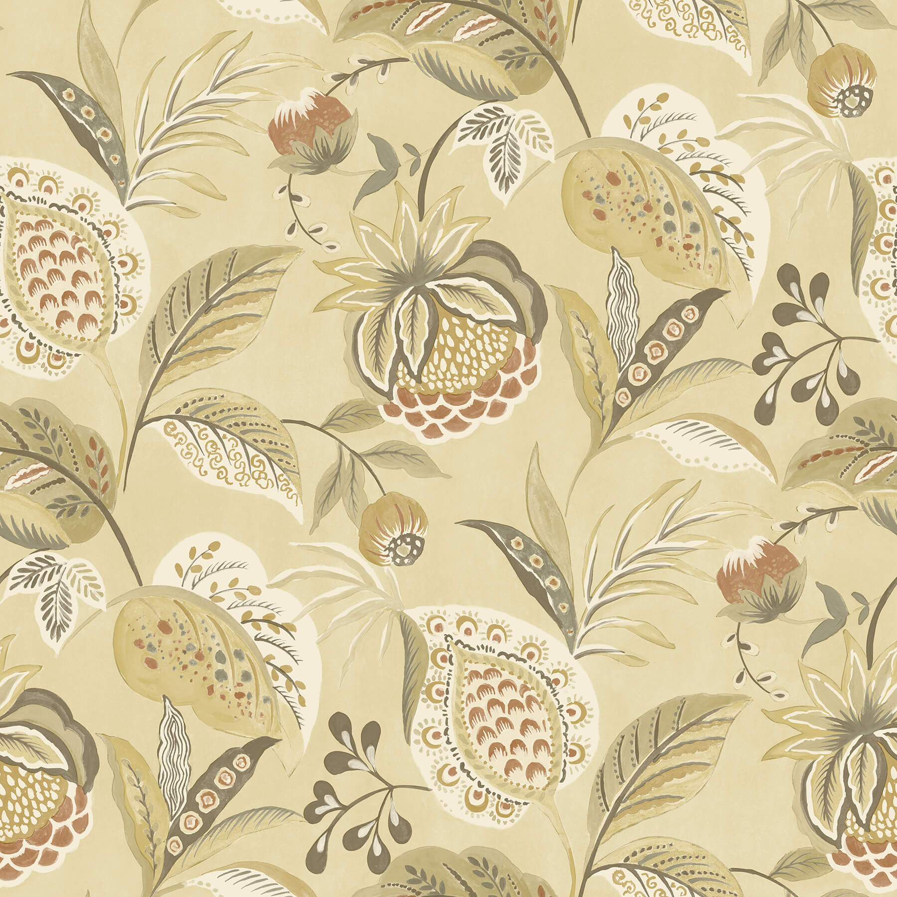 Unpasted, Floral, Jacobean, Washable, Wallpaper | Grove Collective