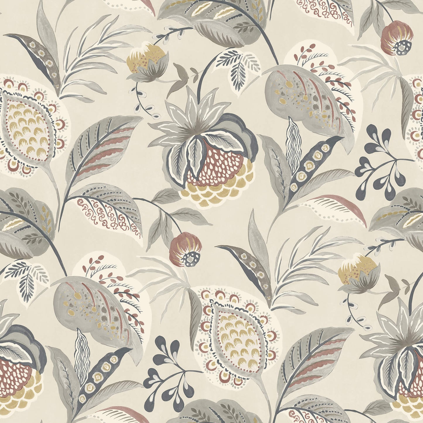 Chesapeake Kinfolk Bohemian Jacobean Wallpaper - Grey