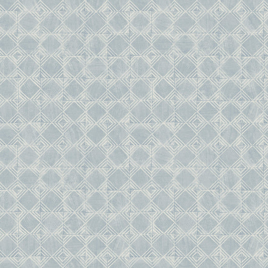 Chesapeake Kinfolk Button Block Geometric Wallpaper - Blue