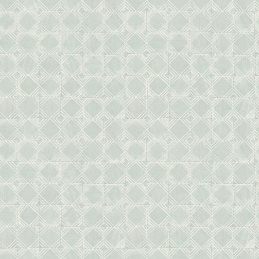 Chesapeake Kinfolk Button Block Geometric Wallpaper - Aqua