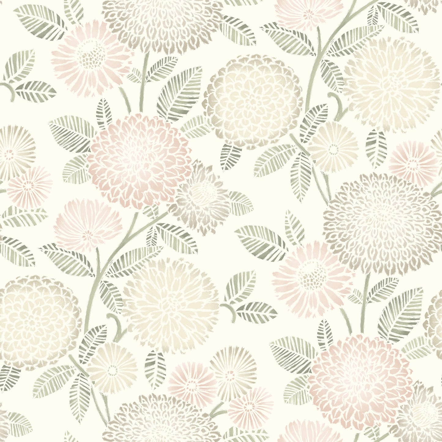 Chesapeake Kinfolk Zalipie Floral Trail Wallpaper - Blush