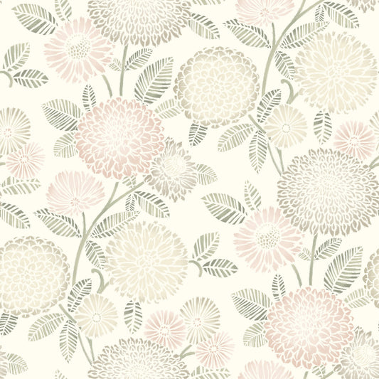 Chesapeake Kinfolk Zalipie Floral Trail Wallpaper - Blush