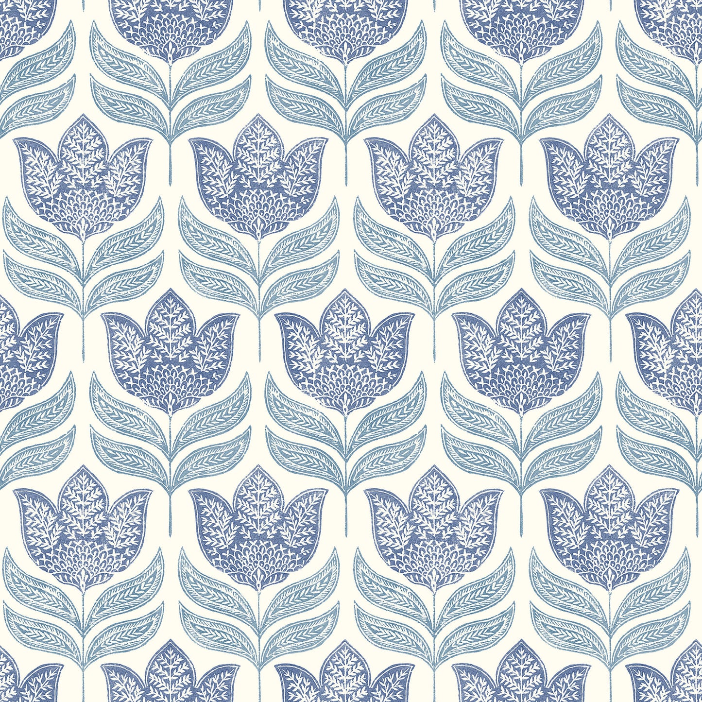 Chesapeake Kinfolk Cathal Tulip Block Print Wallpaper - Blue