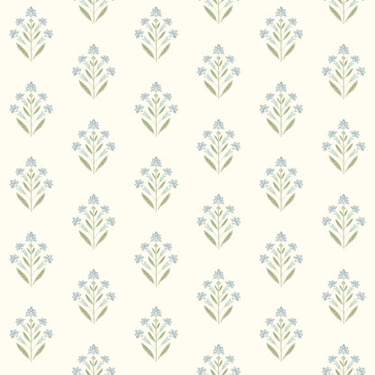 Chesapeake Kinfolk Kova Floral Crest Wallpaper - Aquamarine
