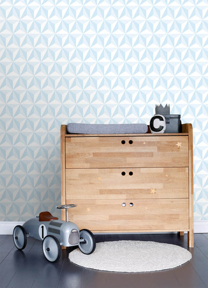 Chesapeake Fable Adella Geometric Wallpaper - Sky Blue