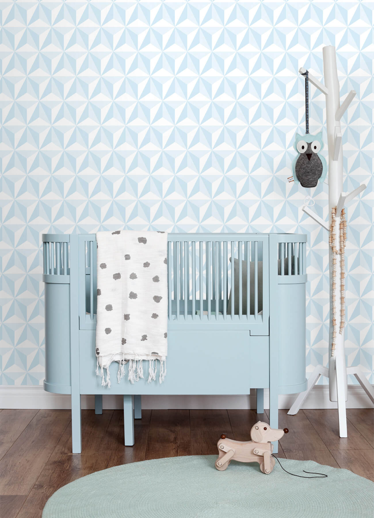 Chesapeake Fable Adella Geometric Wallpaper - Sky Blue