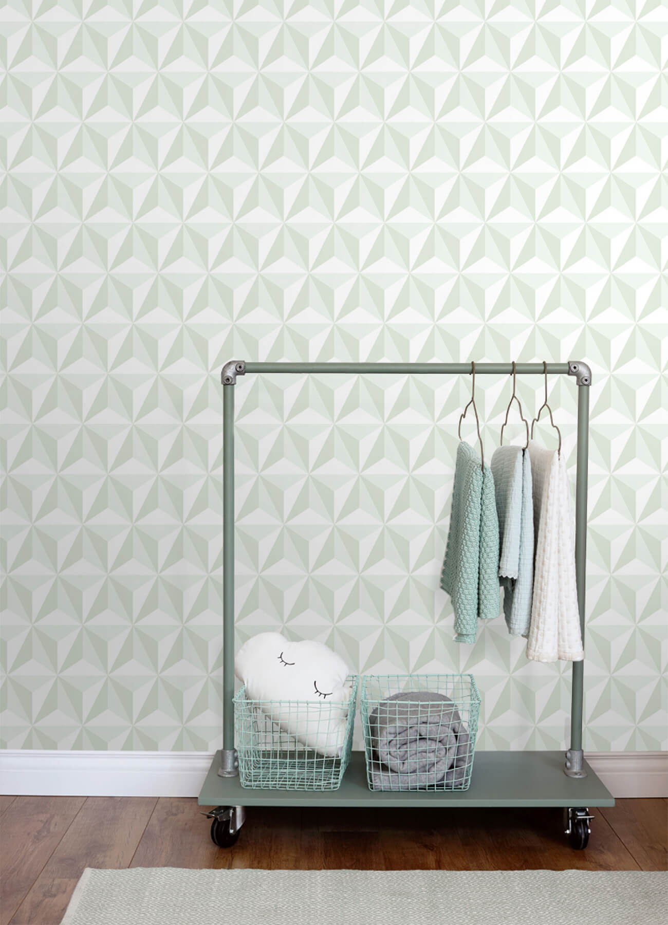 Chesapeake Fable Adella Geometric Wallpaper - Sage