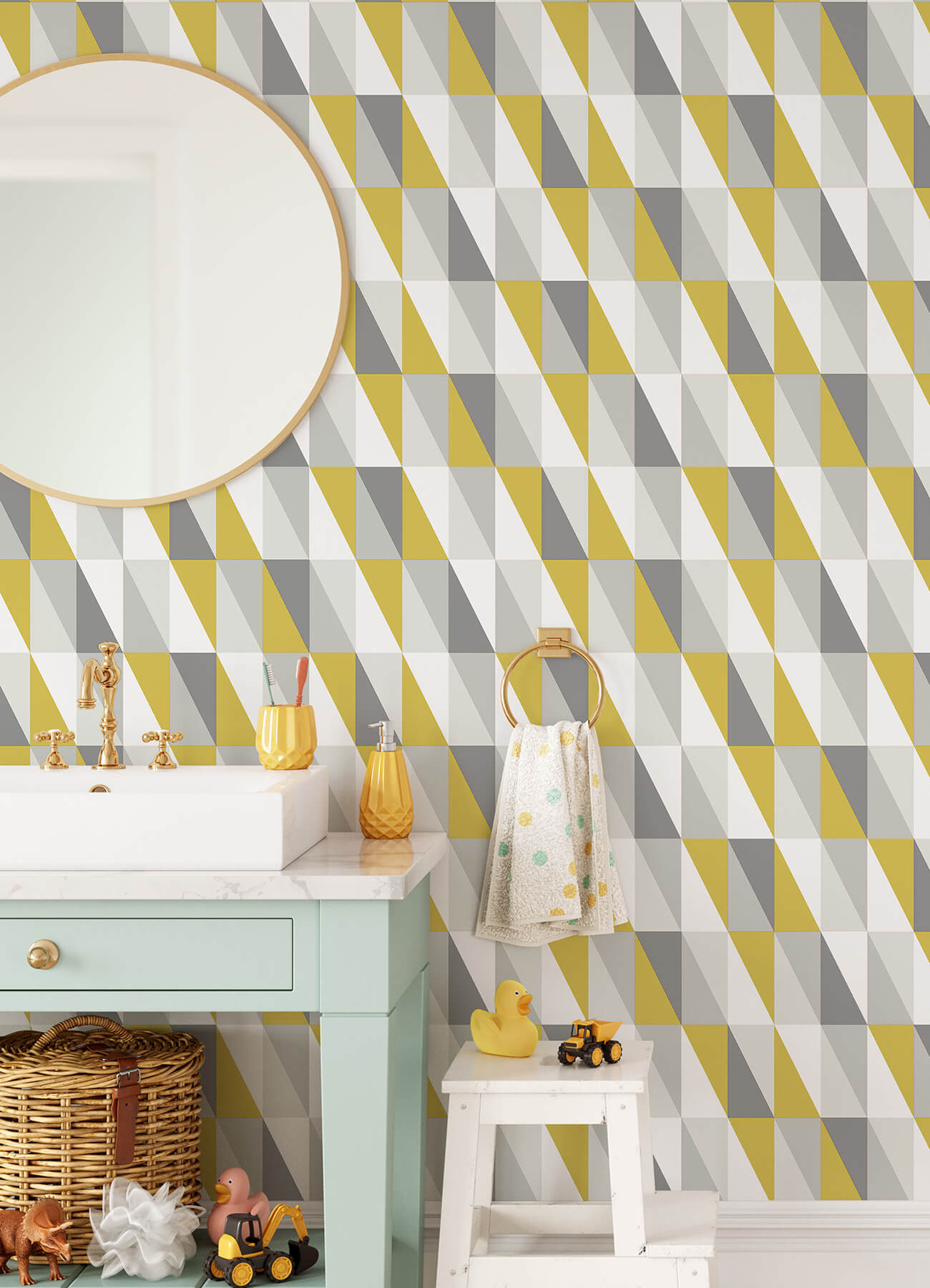 Chesapeake Fable Inez Geometric Wallpaper - Mustard