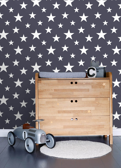 Chesapeake Fable Amira Stars Wallpaper - Navy