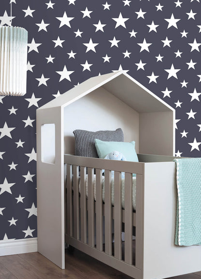 Chesapeake Fable Amira Stars Wallpaper - Navy