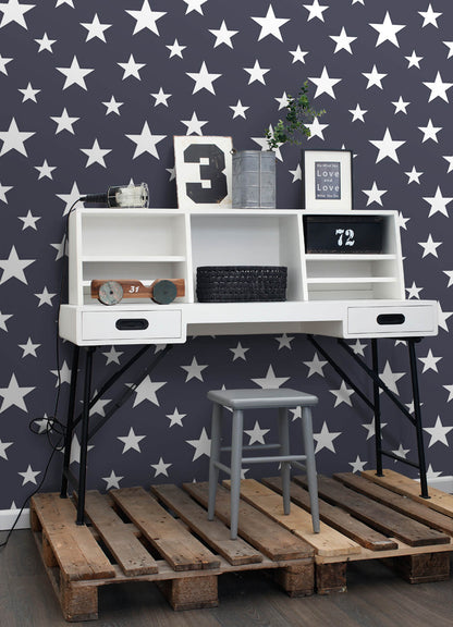 Chesapeake Fable Amira Stars Wallpaper - Navy