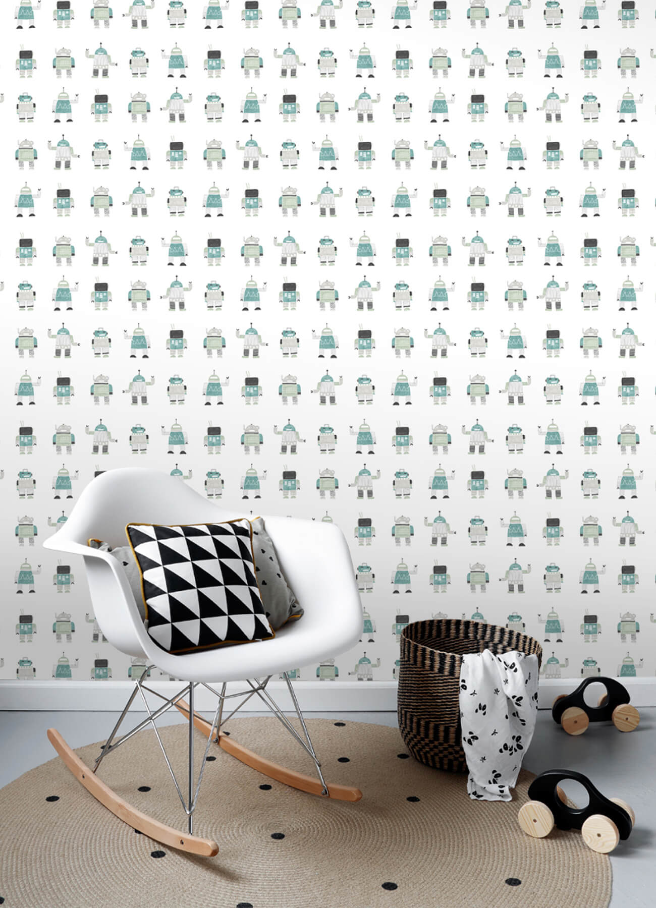 Chesapeake Fable Callum Robots Wallpaper - Teal