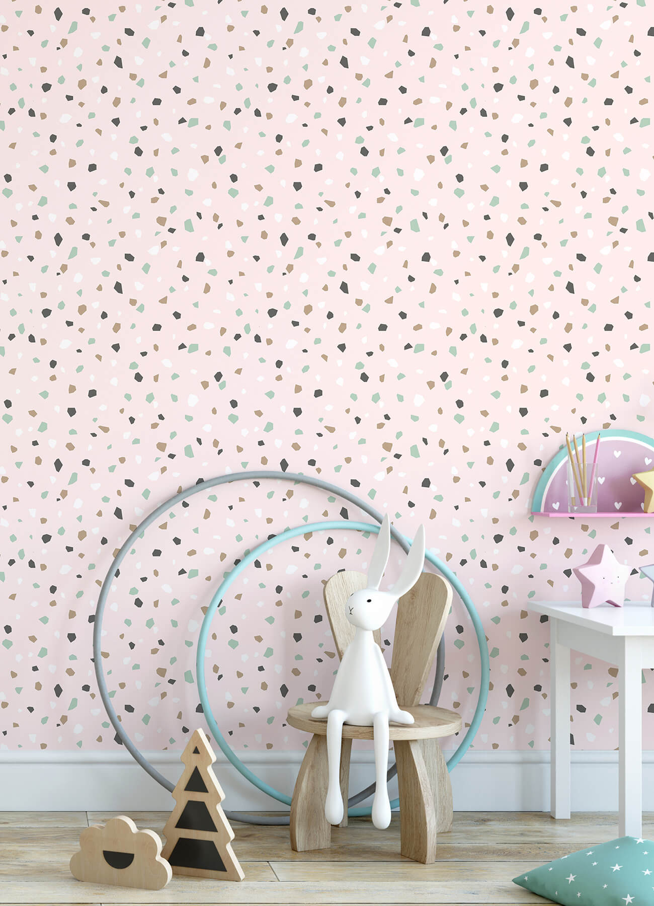 Chesapeake Fable Ona Terrazzo Wallpaper - Pink