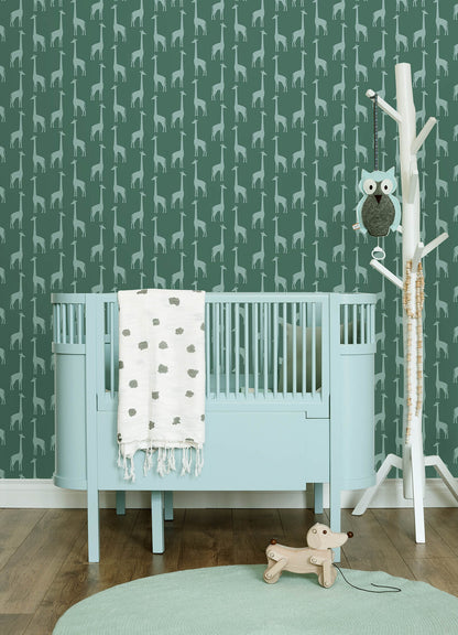 Chesapeake Fable Vivi Giraffe Wallpaper - Teal