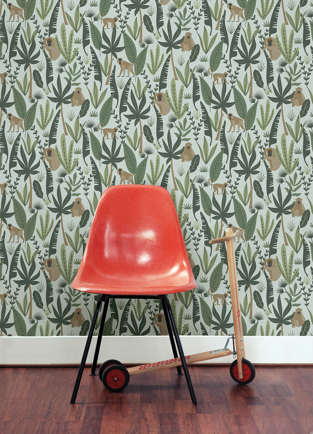 Chesapeake Fable Kiki Monkeys Wallpaper - Green