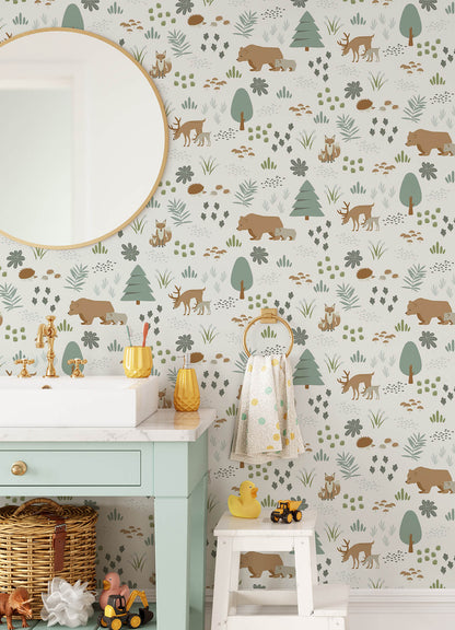 Chesapeake Fable Finola Bears Wallpaper - Moss