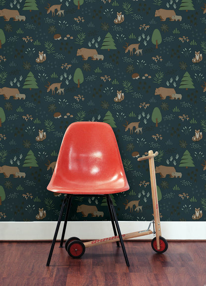 Chesapeake Fable Finola Bears Wallpaper - Dark Blue