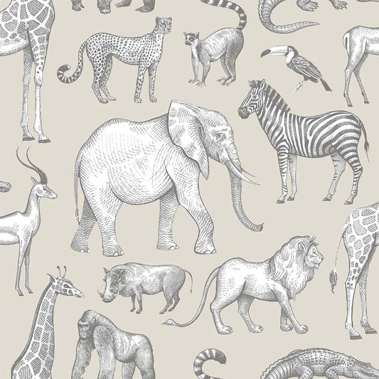 Chesapeake Fable Kenji Safari Wallpaper - Taupe