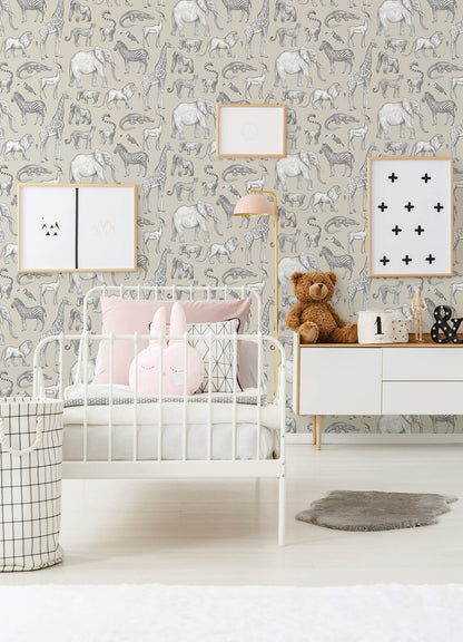 Chesapeake Fable Kenji Safari Wallpaper - Taupe