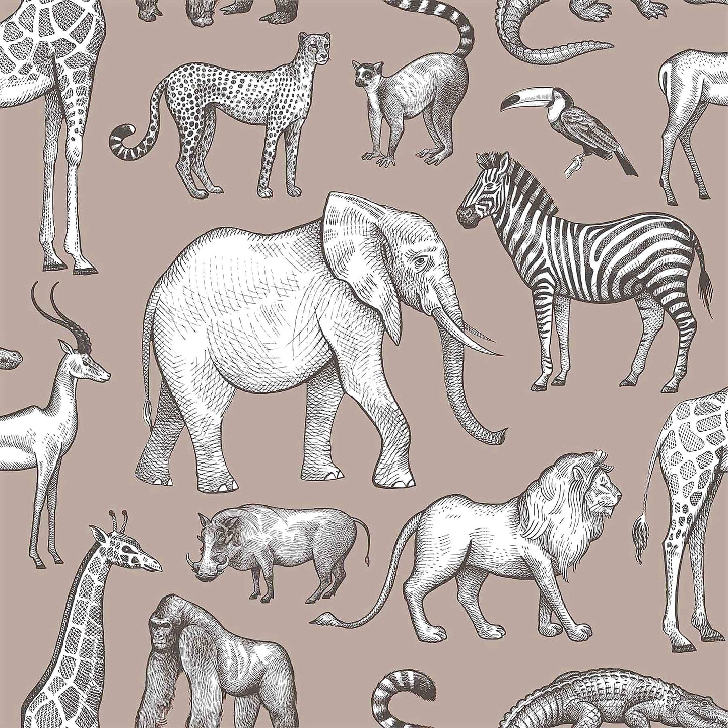 Chesapeake Fable Kenji Safari Wallpaper - Light Brown