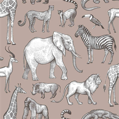 Chesapeake Fable Kenji Safari Wallpaper - Light Brown