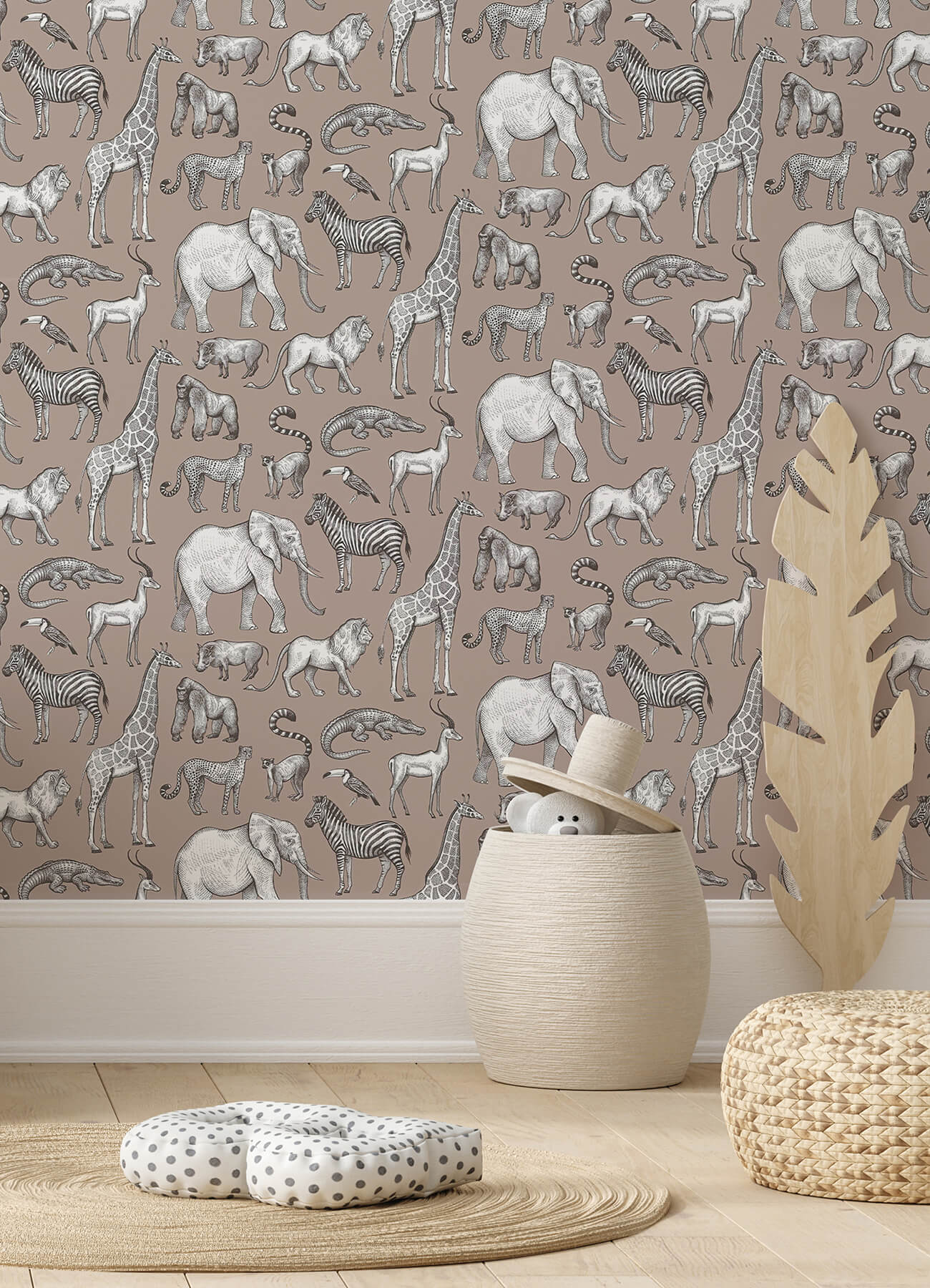 Chesapeake Fable Kenji Safari Wallpaper - Light Brown