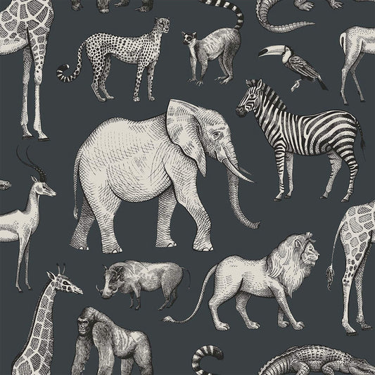 Chesapeake Fable Kenji Safari Wallpaper - Navy