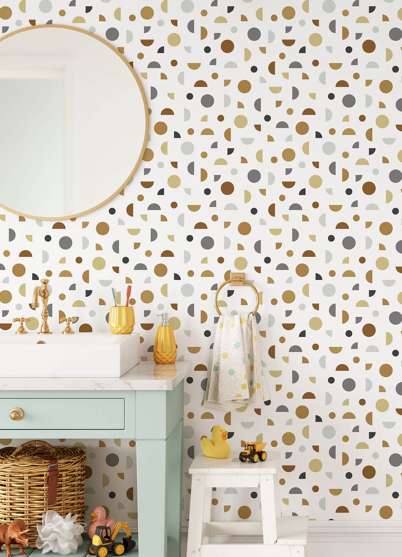 Chesapeake Fable Marilee Circles Wallpaper - Neutral