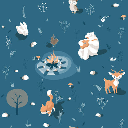 Chesapeake Fable Jesper Campfire Wallpaper - Blue