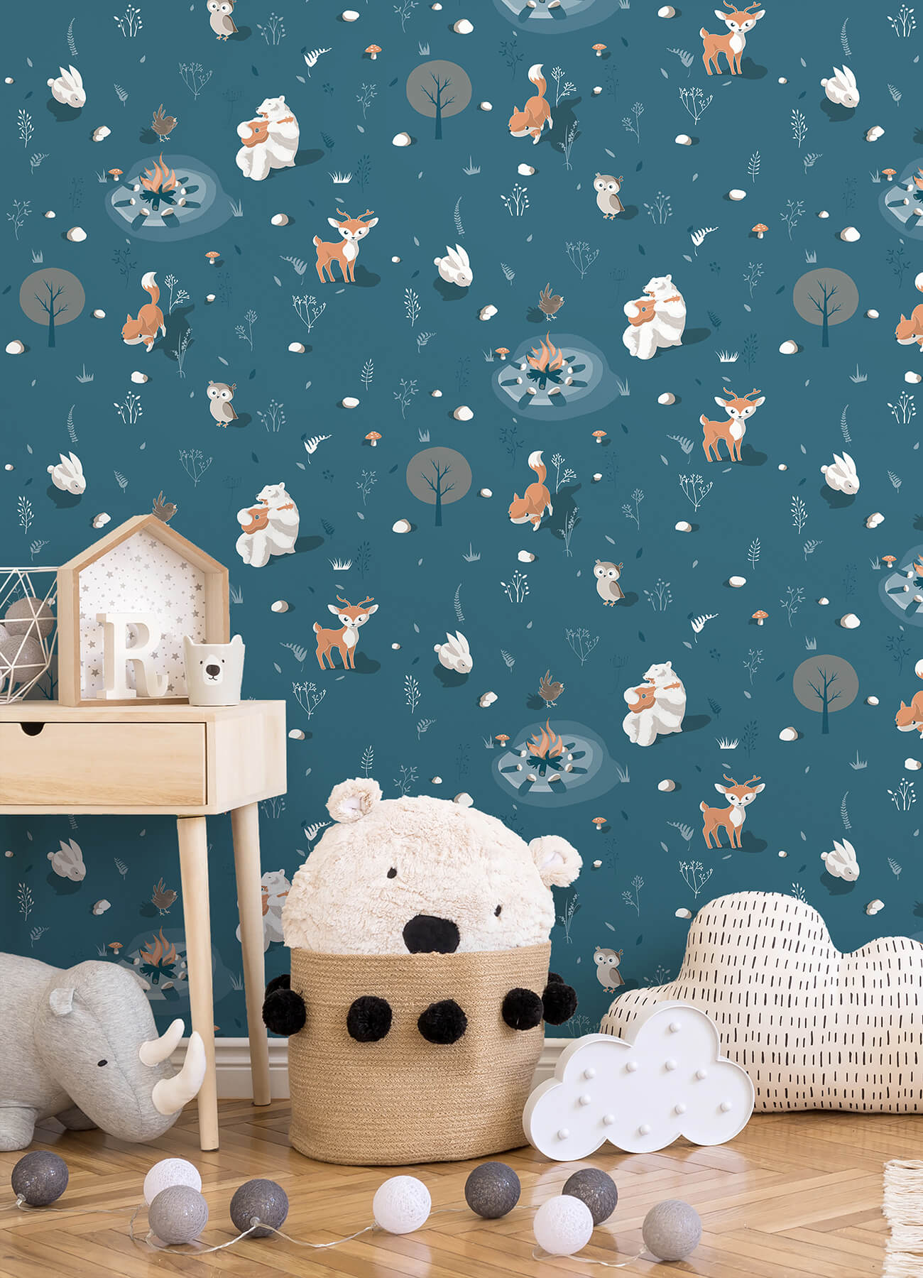 Chesapeake Fable Jesper Campfire Wallpaper - Blue