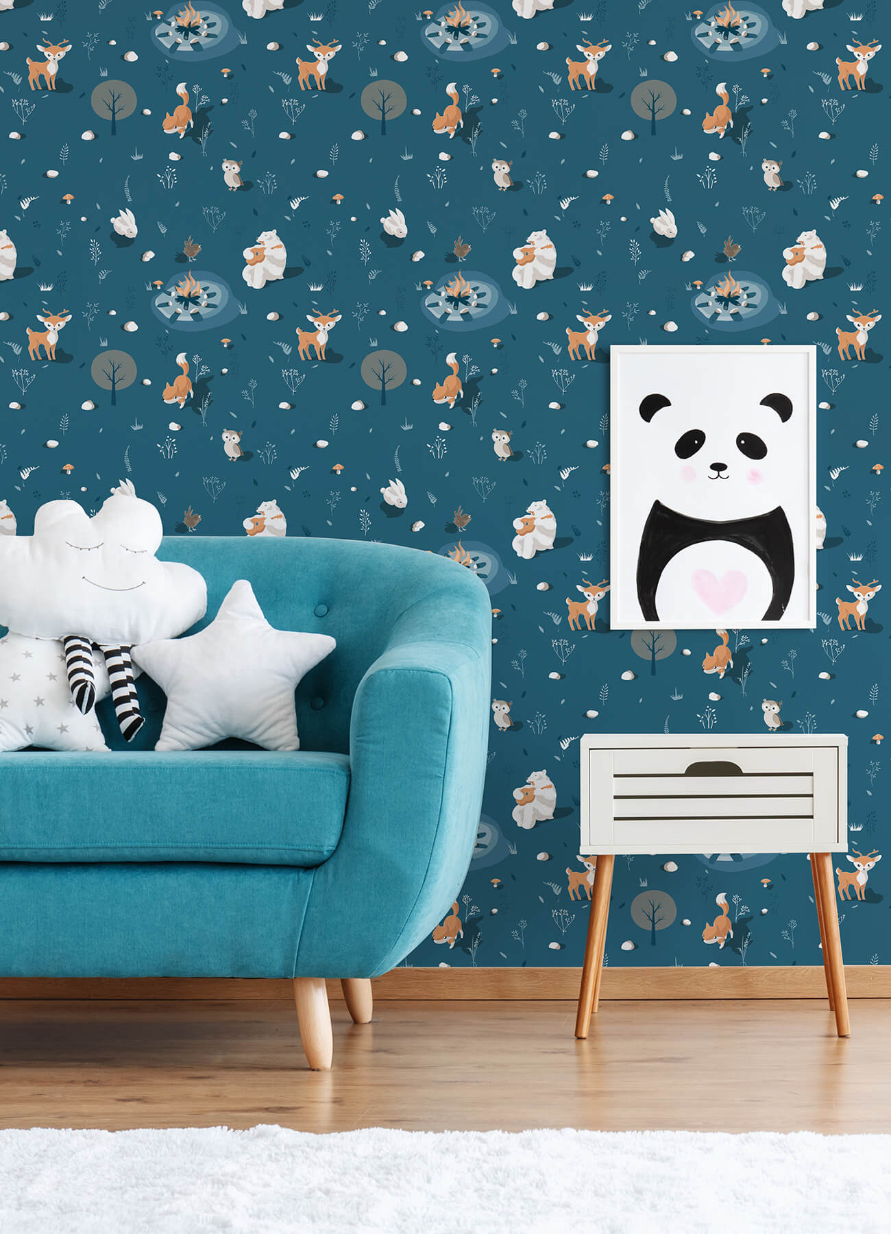 Chesapeake Fable Jesper Campfire Wallpaper - Blue