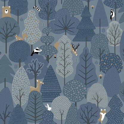 Chesapeake Fable Quillen Forest Wallpaper - Indigo