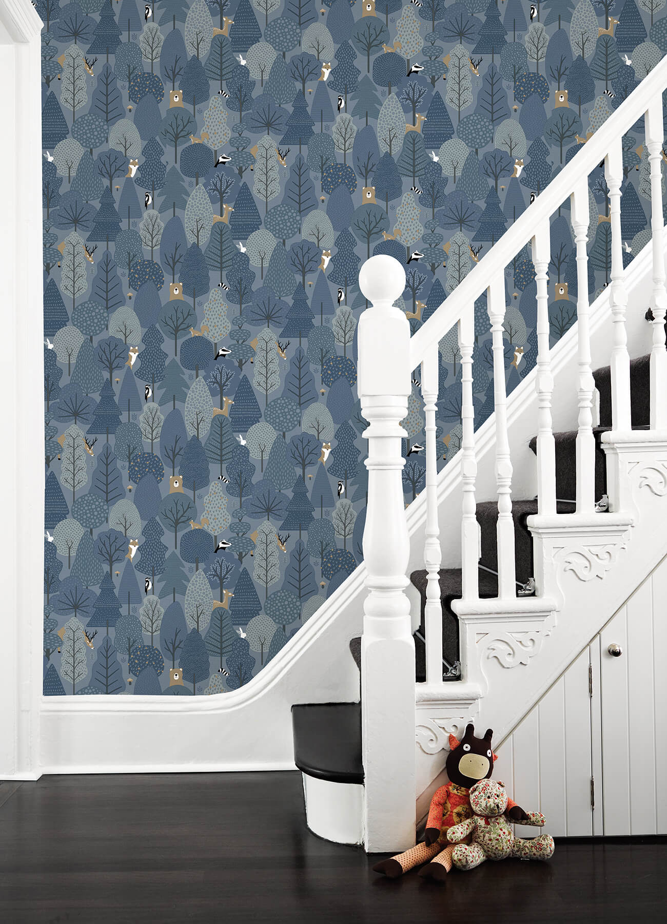 Chesapeake Fable Quillen Forest Wallpaper - Indigo