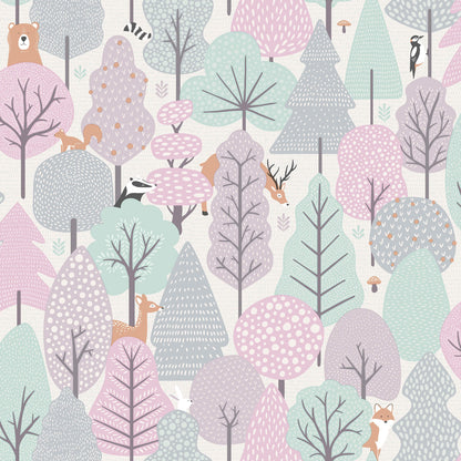 Chesapeake Fable Quillen Forest Wallpaper - Pink