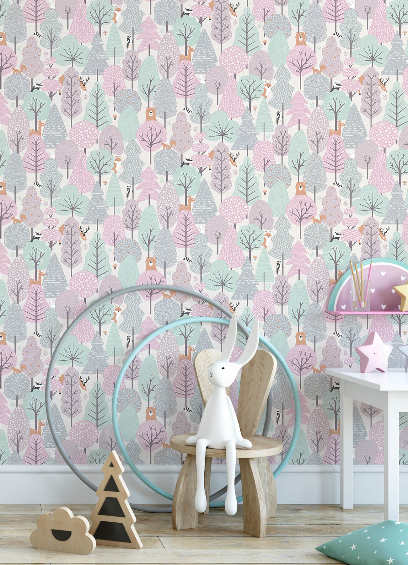 Chesapeake Fable Quillen Forest Wallpaper - Pink