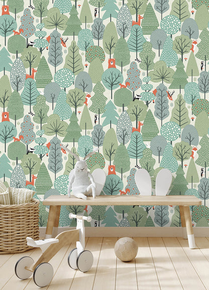 Chesapeake Fable Quillen Forest Wallpaper - Green