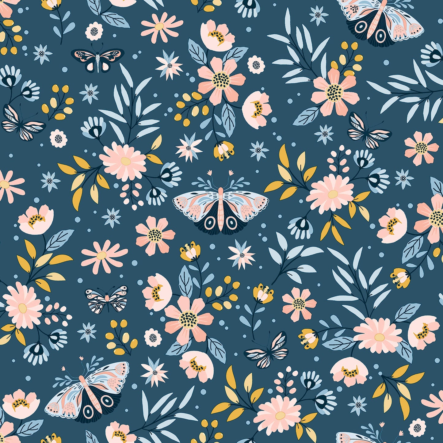 Chesapeake Fable Zev Butterfly Wallpaper - Blue