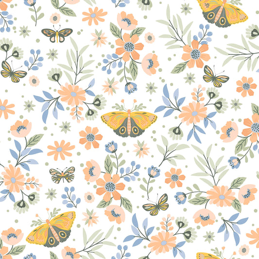 Chesapeake Fable Zev Butterfly Wallpaper - Coral