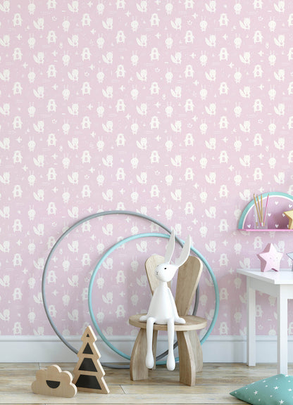 Chesapeake Fable Bitsy Woodland Wallpaper - Pink