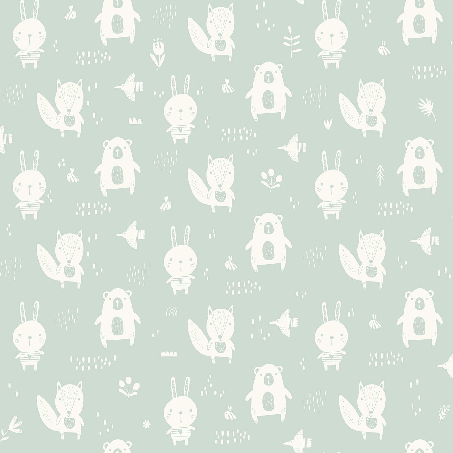 Chesapeake Fable Bitsy Woodland Wallpaper - Mint