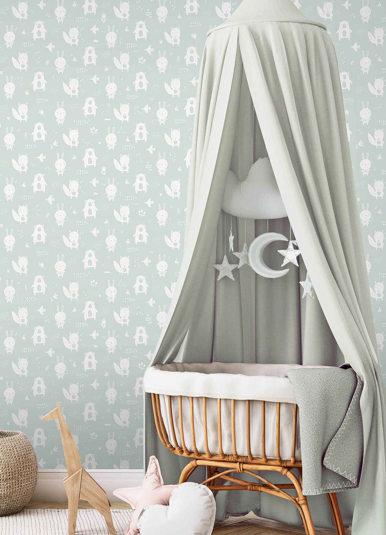 Chesapeake Fable Bitsy Woodland Wallpaper - Mint